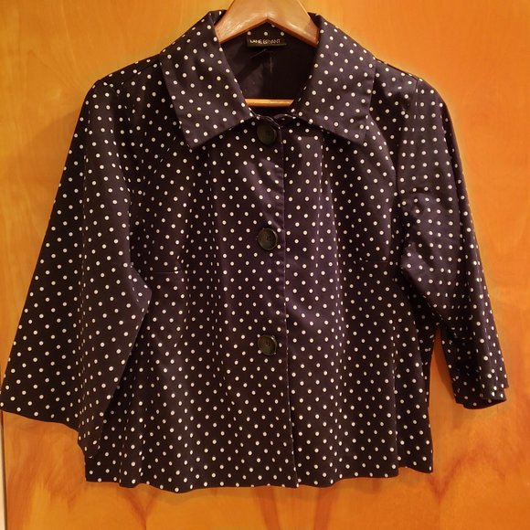 Lane Bryant Women's Blk & White Polka Dot Jacket - Picture 1 of 9